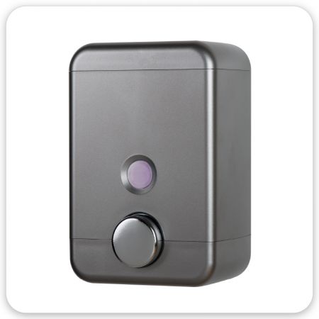 Dispenser di sapone facile da riempire e pulire - Distributore di sapone a parete grigio scuro a forma di cubo (25oz)
